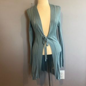 Cabi Aqua Blue Tie Cardigan